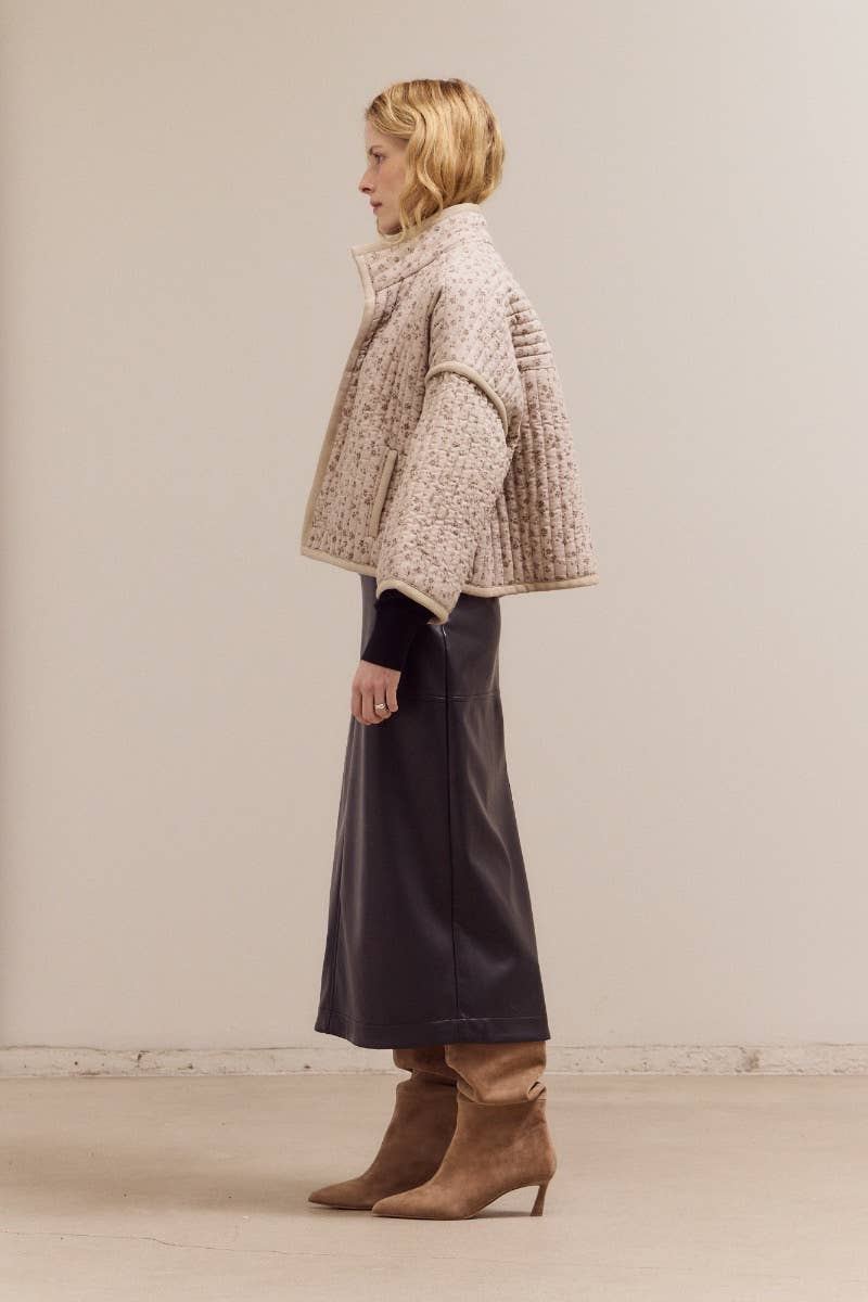 High Neck Collar Quilted Jacket