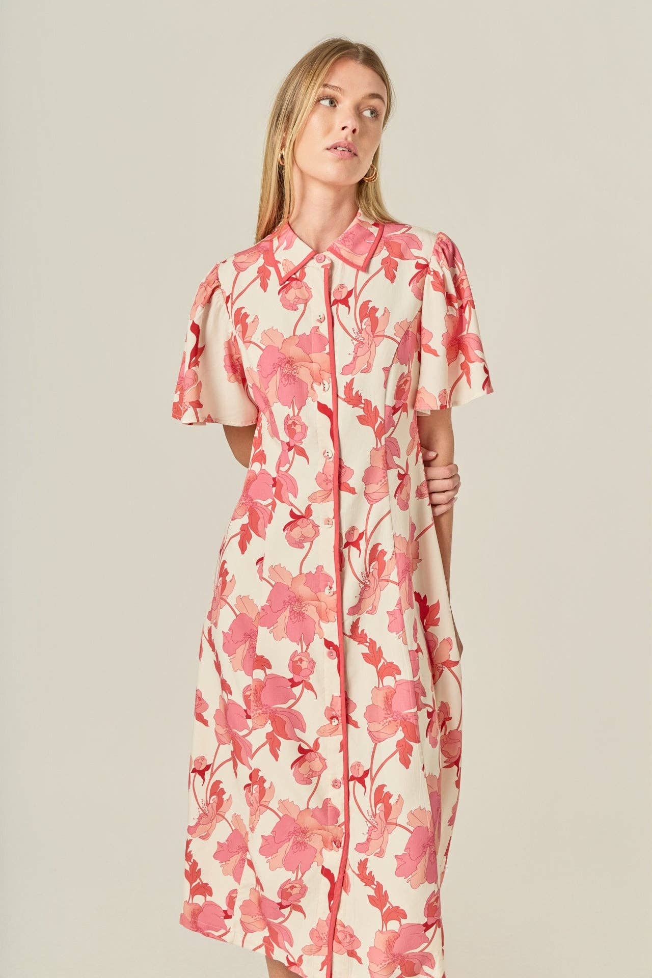 a line mini shirt dress Red Plaid A-Line Mini Shirt Dress