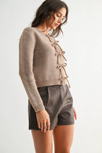 Bow Tie Front Knit Sweater