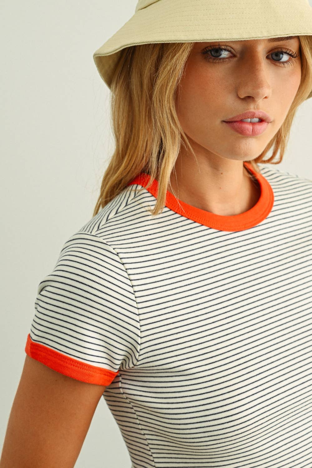STRIPED RINGER TOP