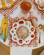 GBL1343 - Rust Gingham Scalloped Square Paper Plates