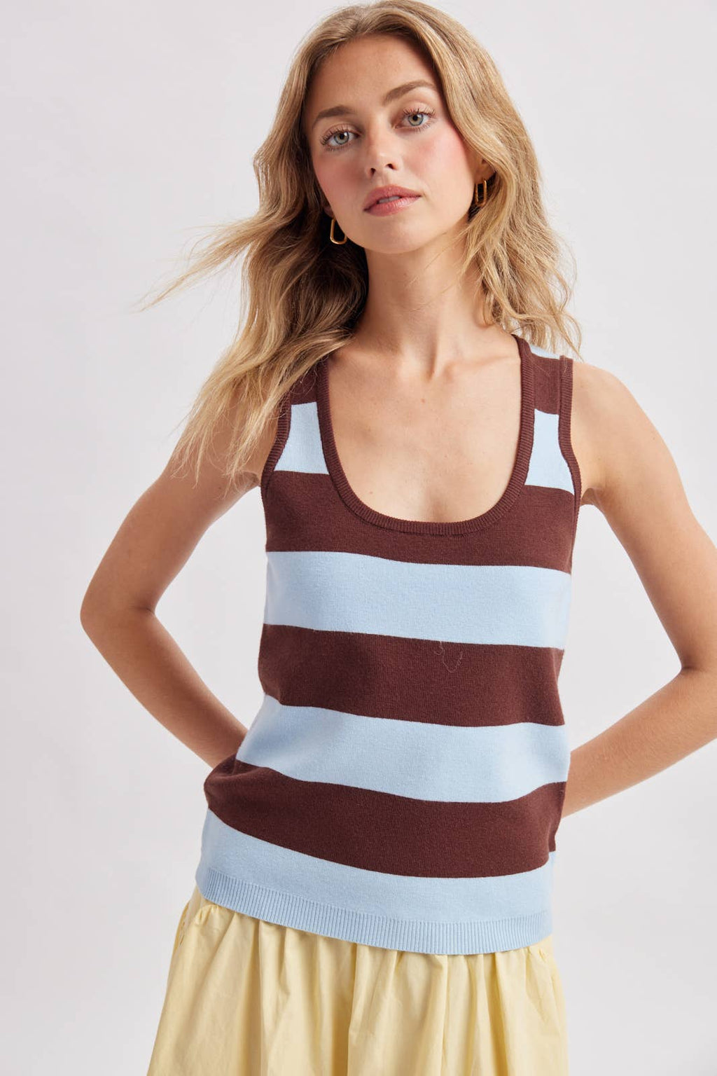 STRIPED KNIT SWEATER TANK