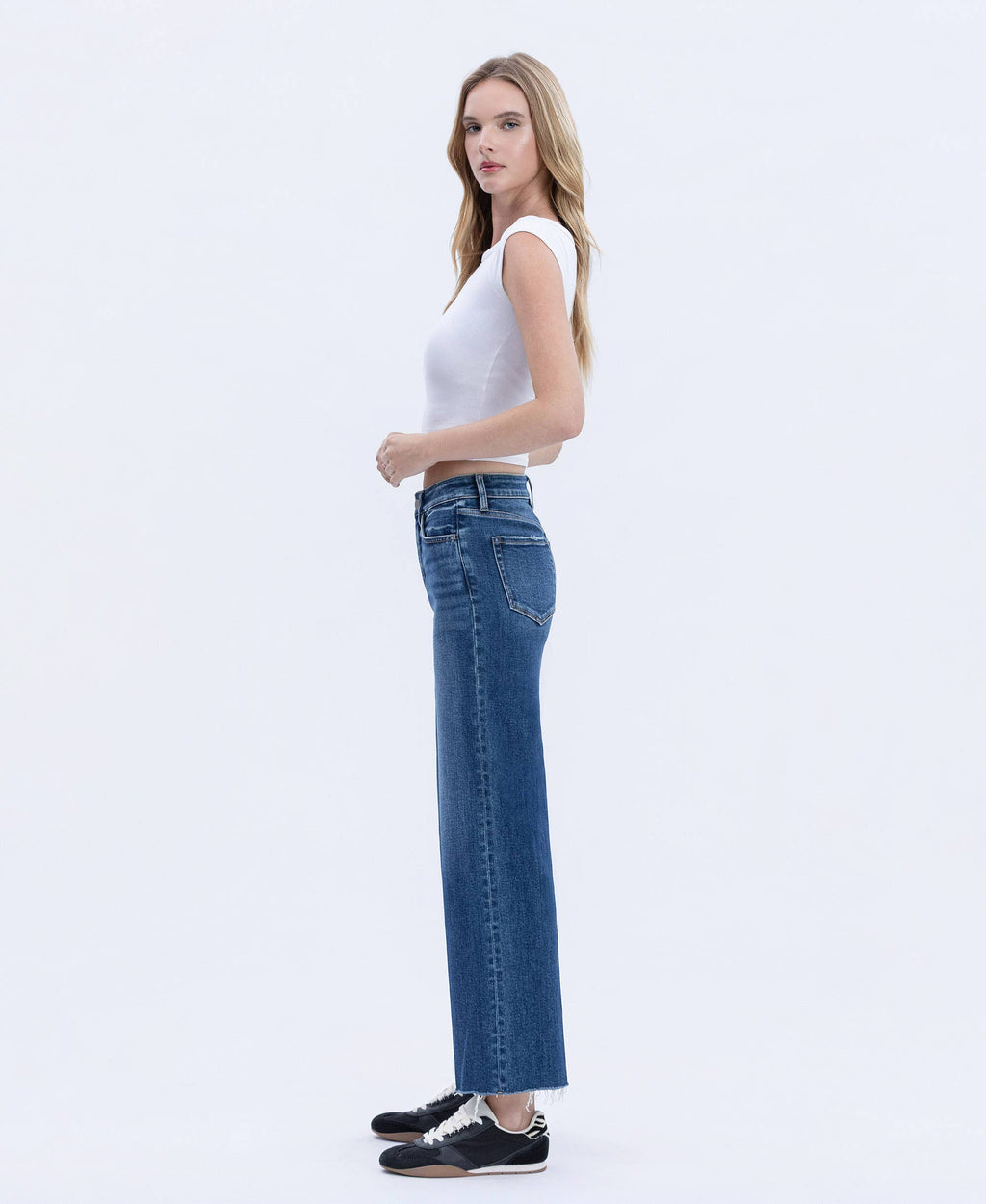 HIGH RISE TROUSER PRESS WIDE LEG JEANS