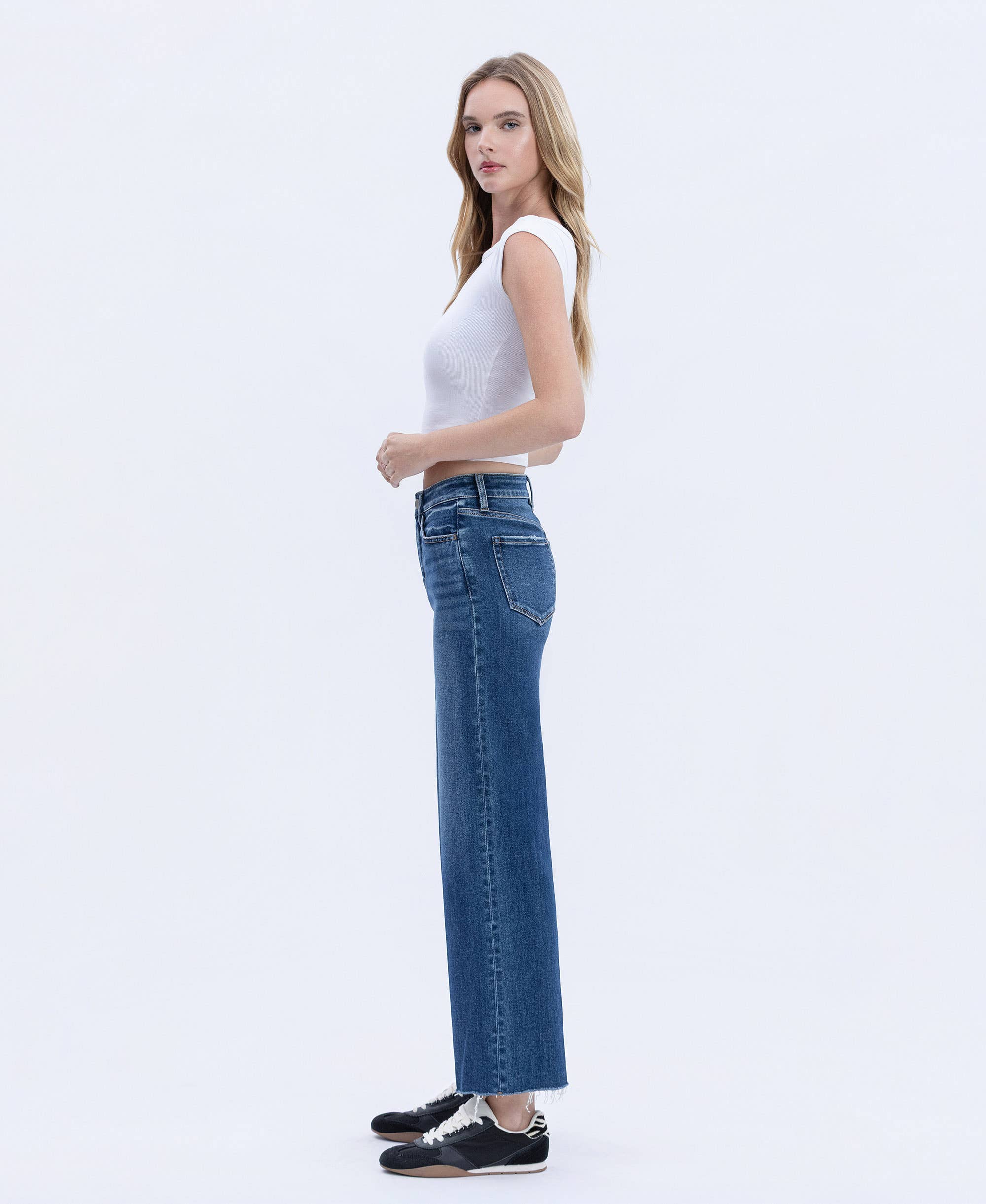 HIGH RISE TROUSER PRESS WIDE LEG JEANS