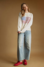 AMERICAN FLAG ROUND NECK SWEATER TOP