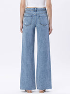 HIGH RISE RAW HEM WIDE JEANS