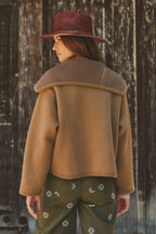Reversible Wool Blend Shawl Collar Coat