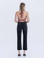 MID RISE BLACK ANKLE STRAIGHT JEANS