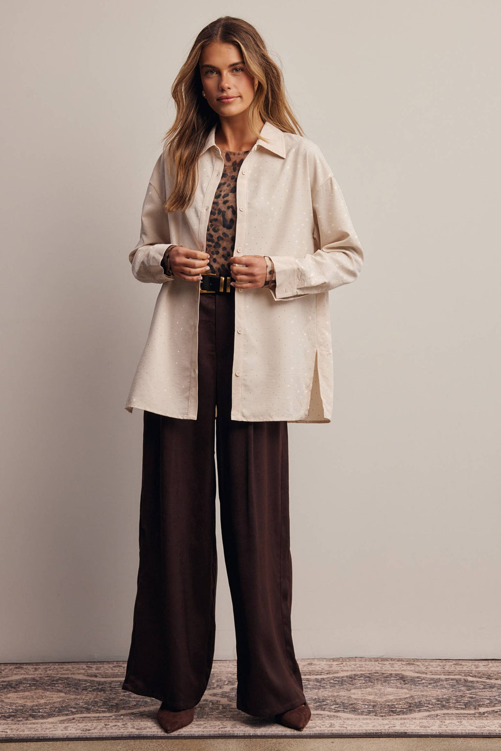 Satin Wide Leg Pleated Pants