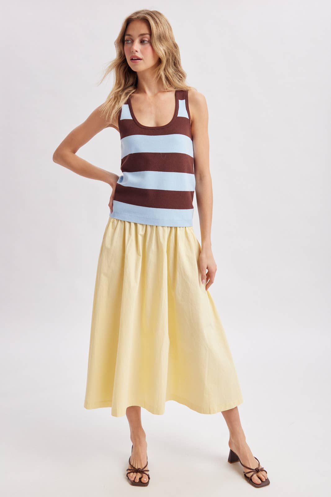 STRIPED KNIT SWEATER TANK