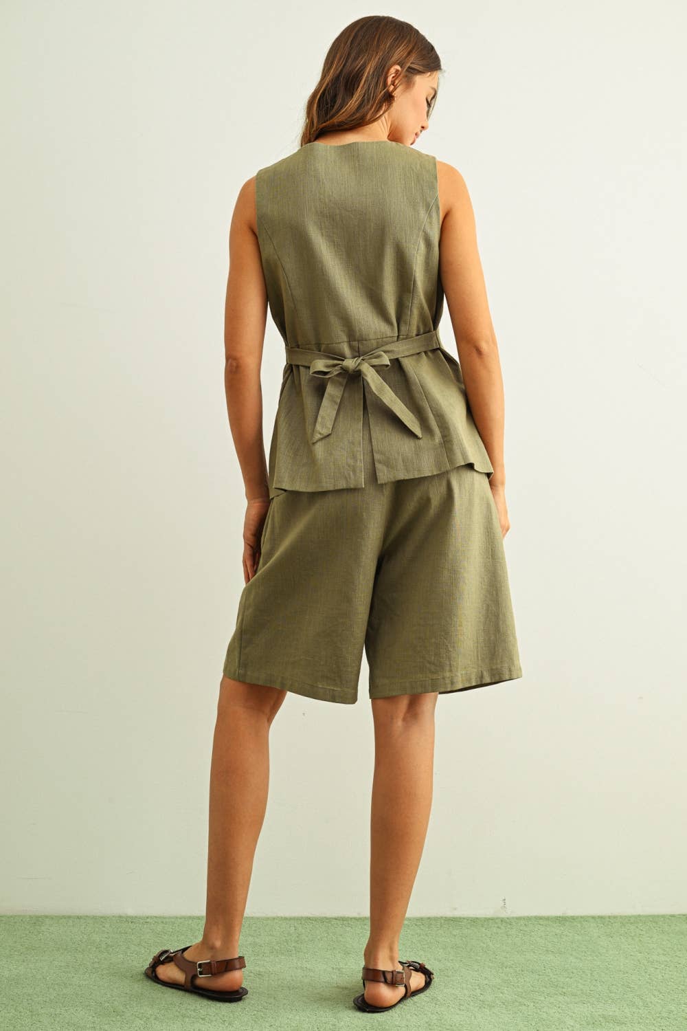 COTTON LINEN BERMUDA SHORTS