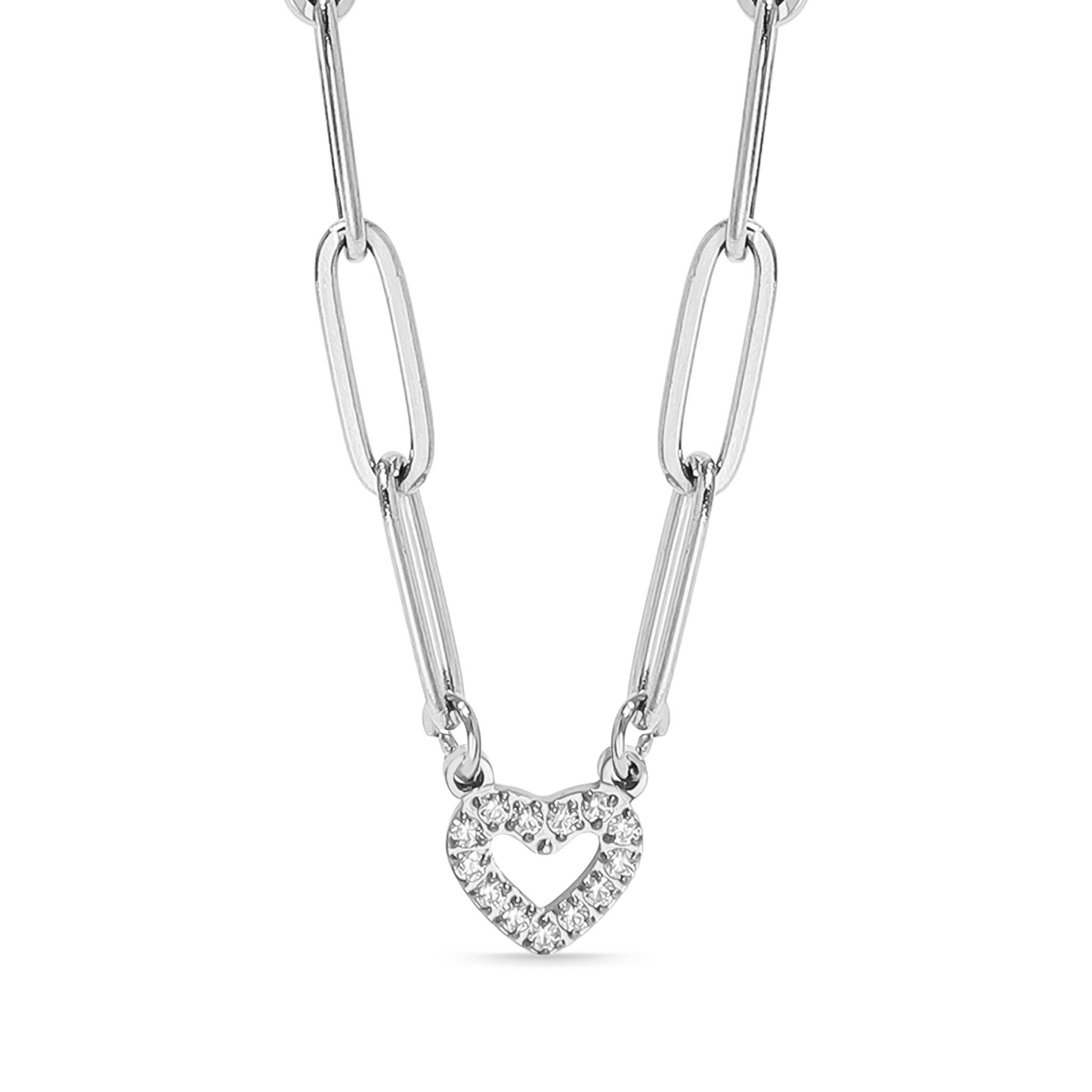 18K Gold Heart Paperclip Necklace