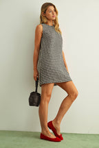 GINGHAM PATTERN OPEN BACK DETAIL DRESS