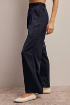 Satin Wide Leg Pleated Pants