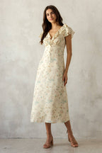 MULTI FLORAL RUFFLE MIDI DRESS