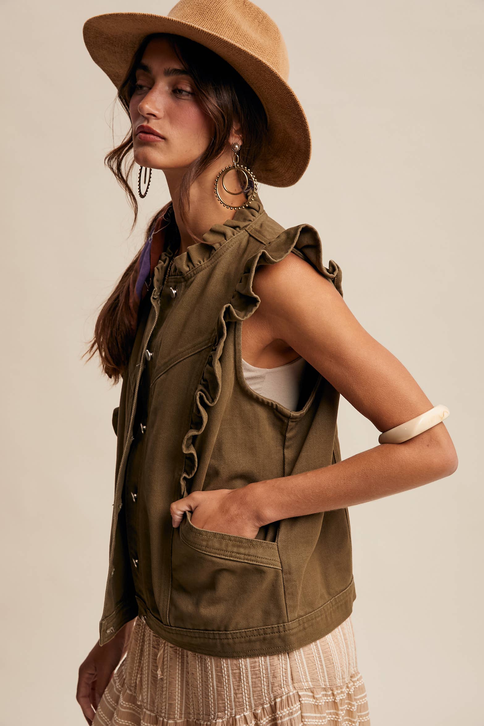 Ruffle Trim Vest