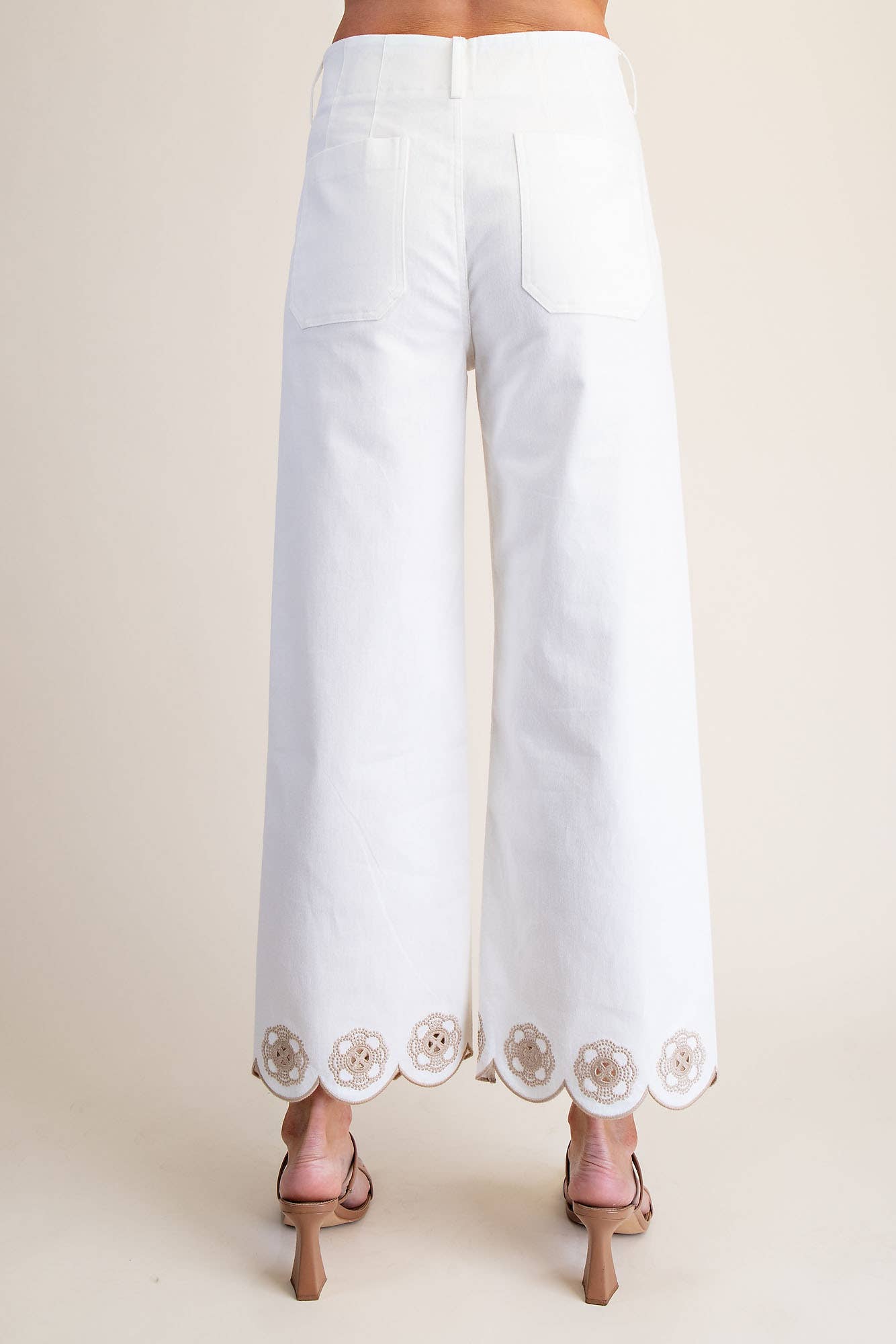 Colette Scallop-Hem Wide-Leg Pants