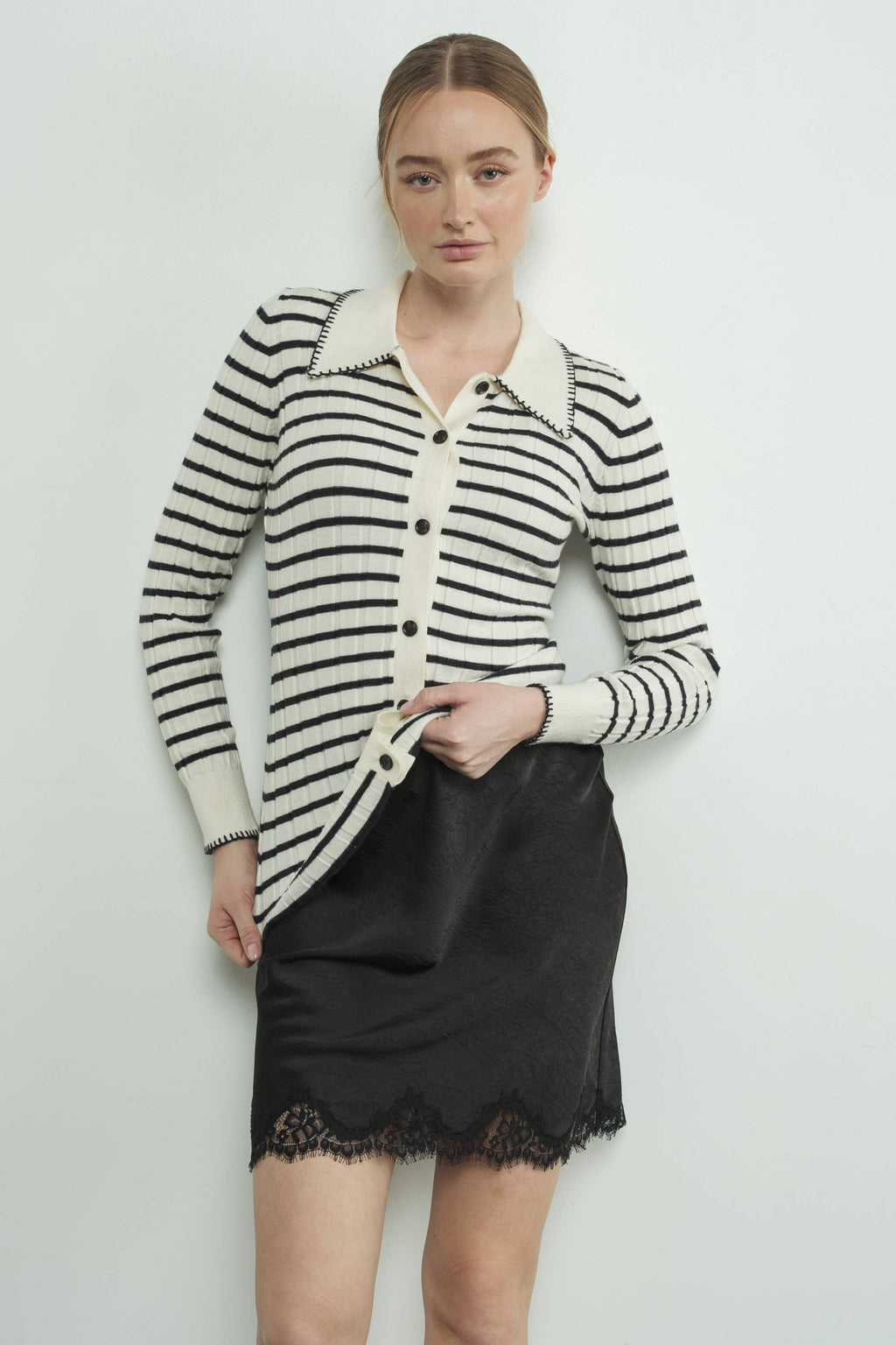 Stripe Collar Cardigan