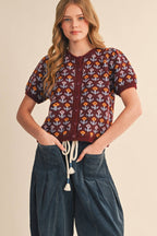 Floral Short Sleeve Cardigan