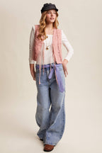 Embroidered Lace Tie-Front Vest