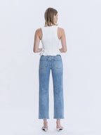 HIGH RISE MEDIUM LIGHT WASH ANKLE STRAIGHT JEANS
