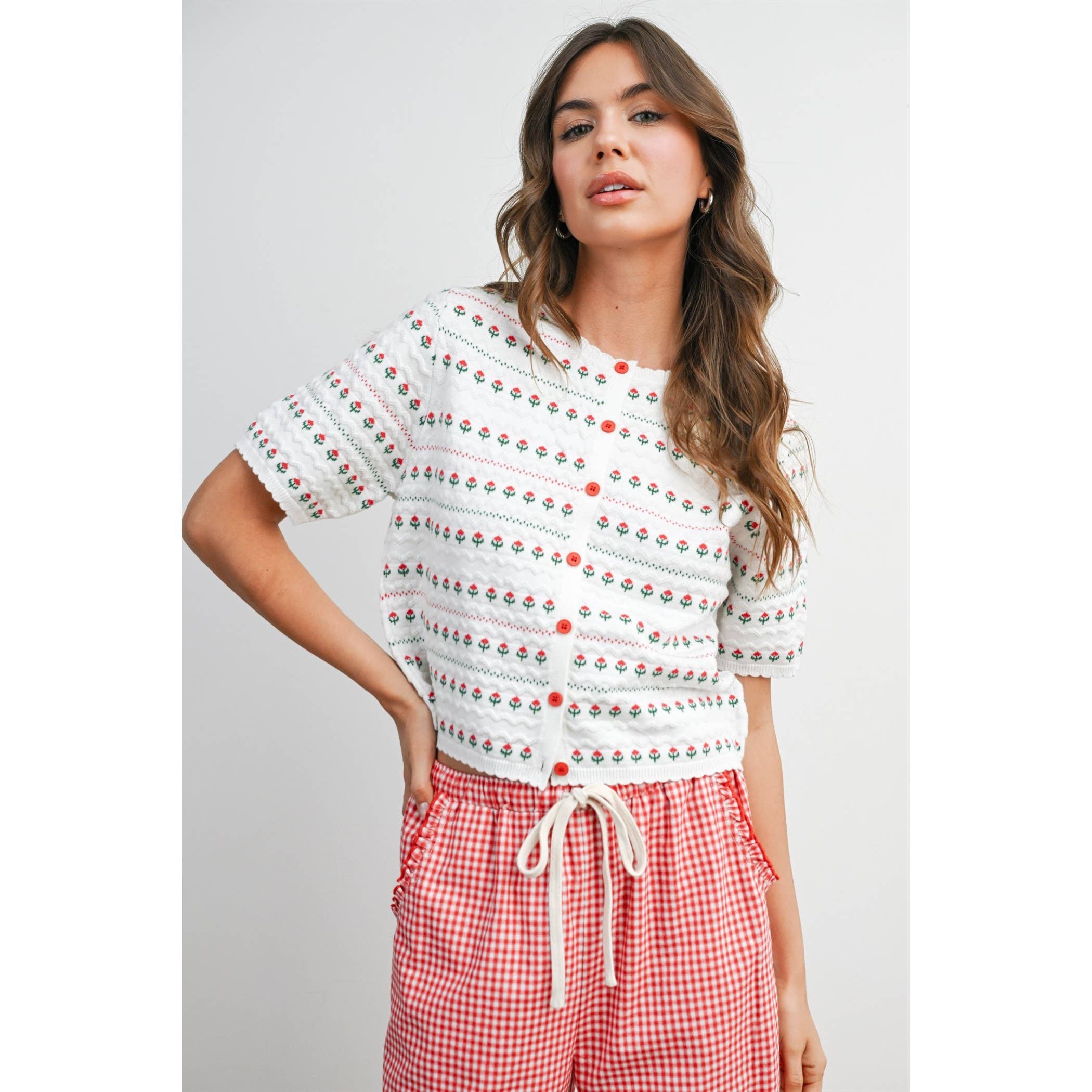 Women's Floral Button-Down Cardigan