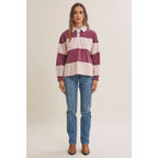 HERITAGE WEEKEND MINERAL-WASHED TWILL TERRY MIXED RUGBY TOP