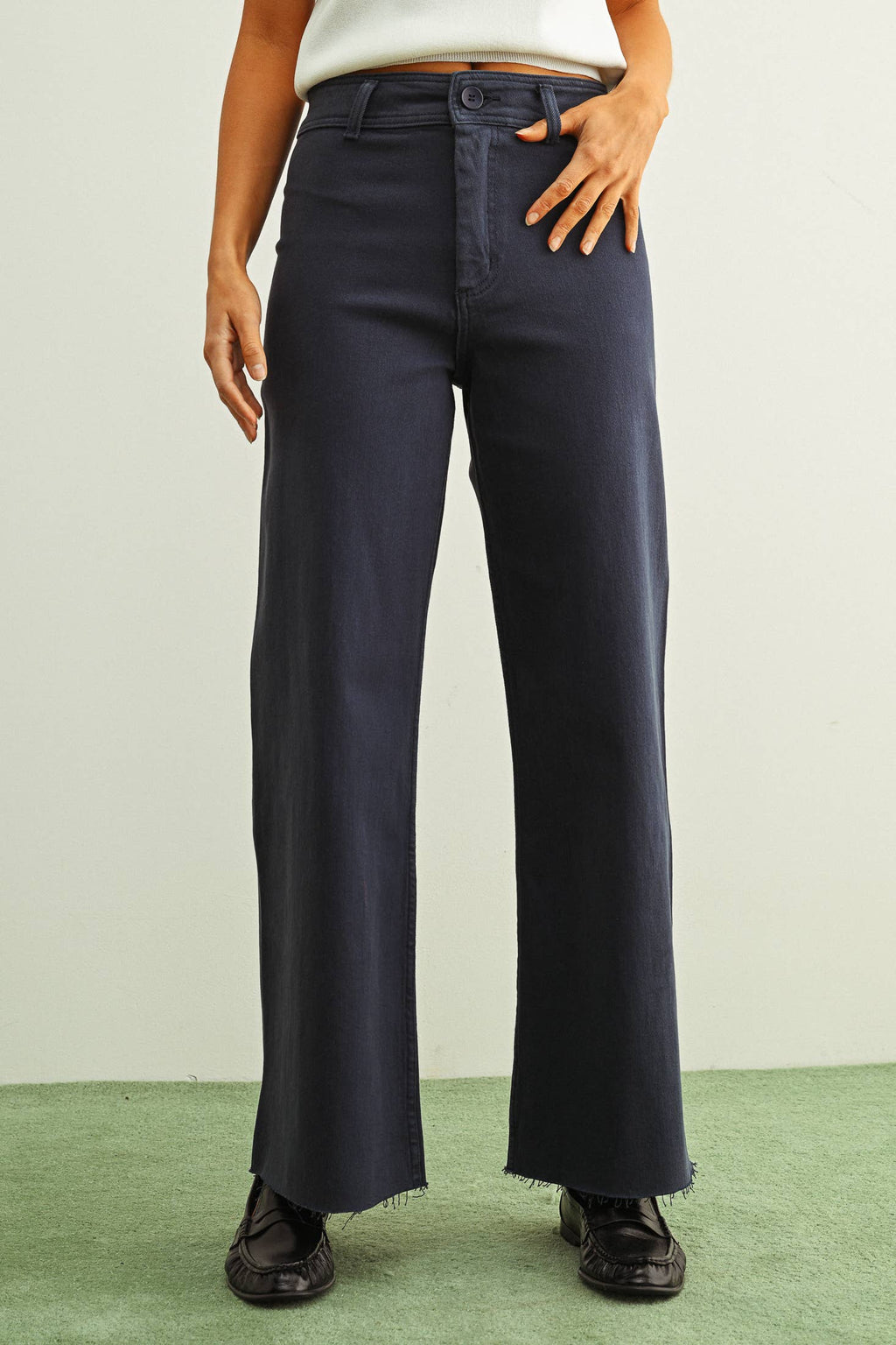 Straight Wide Leg Denim Pants