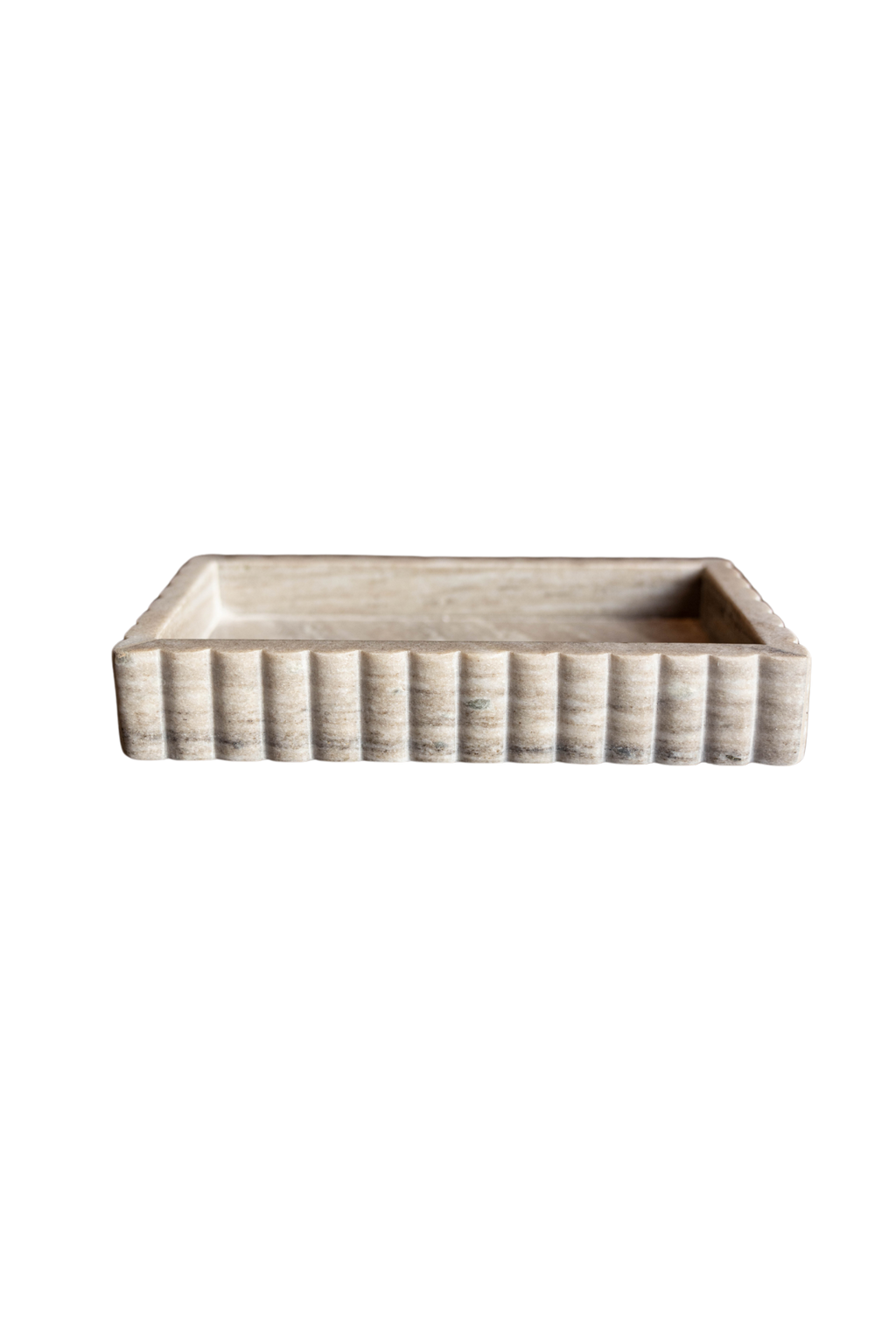 Scalloped Marble Fluted Bridge Tray Beige Gray