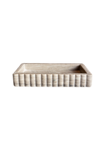 Scalloped Marble Fluted Bridge Tray Beige Gray