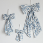 Bows Star Toile Baby Blue Fabric