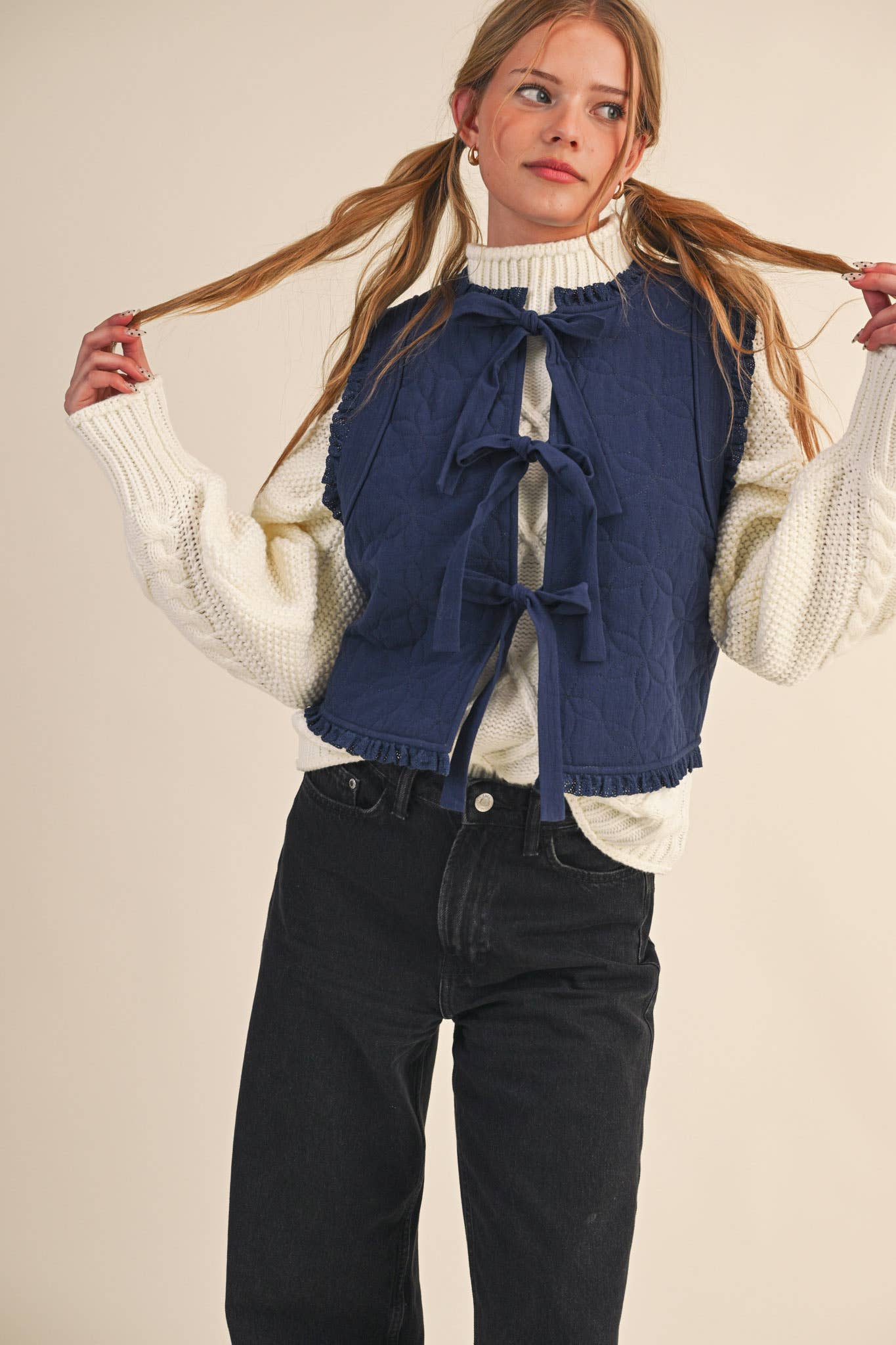 Floral Lace Trim Vest