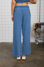 ELASTIC WAIST WIDE LEG KNIT LOUNGE PANTS