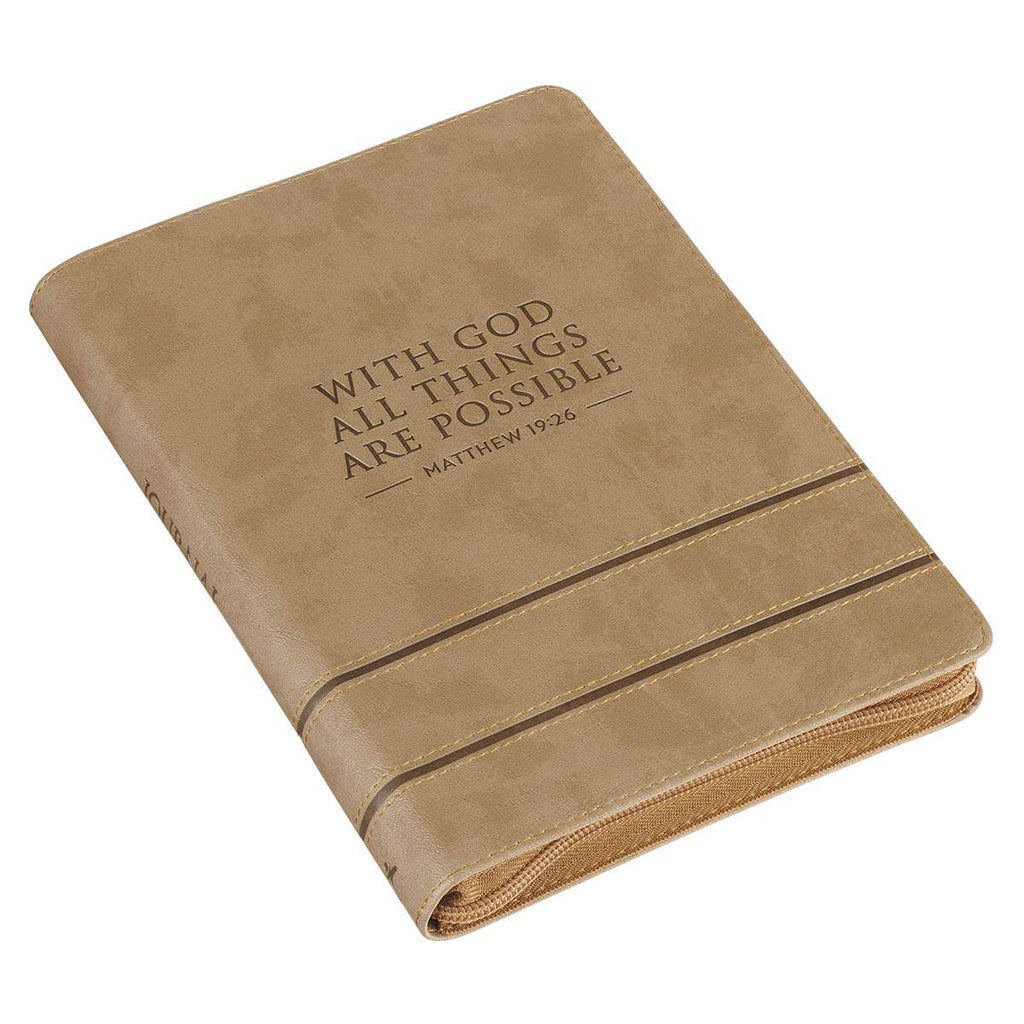 Journal Classic Zip Taupe All Things are Possible Matt 19:26