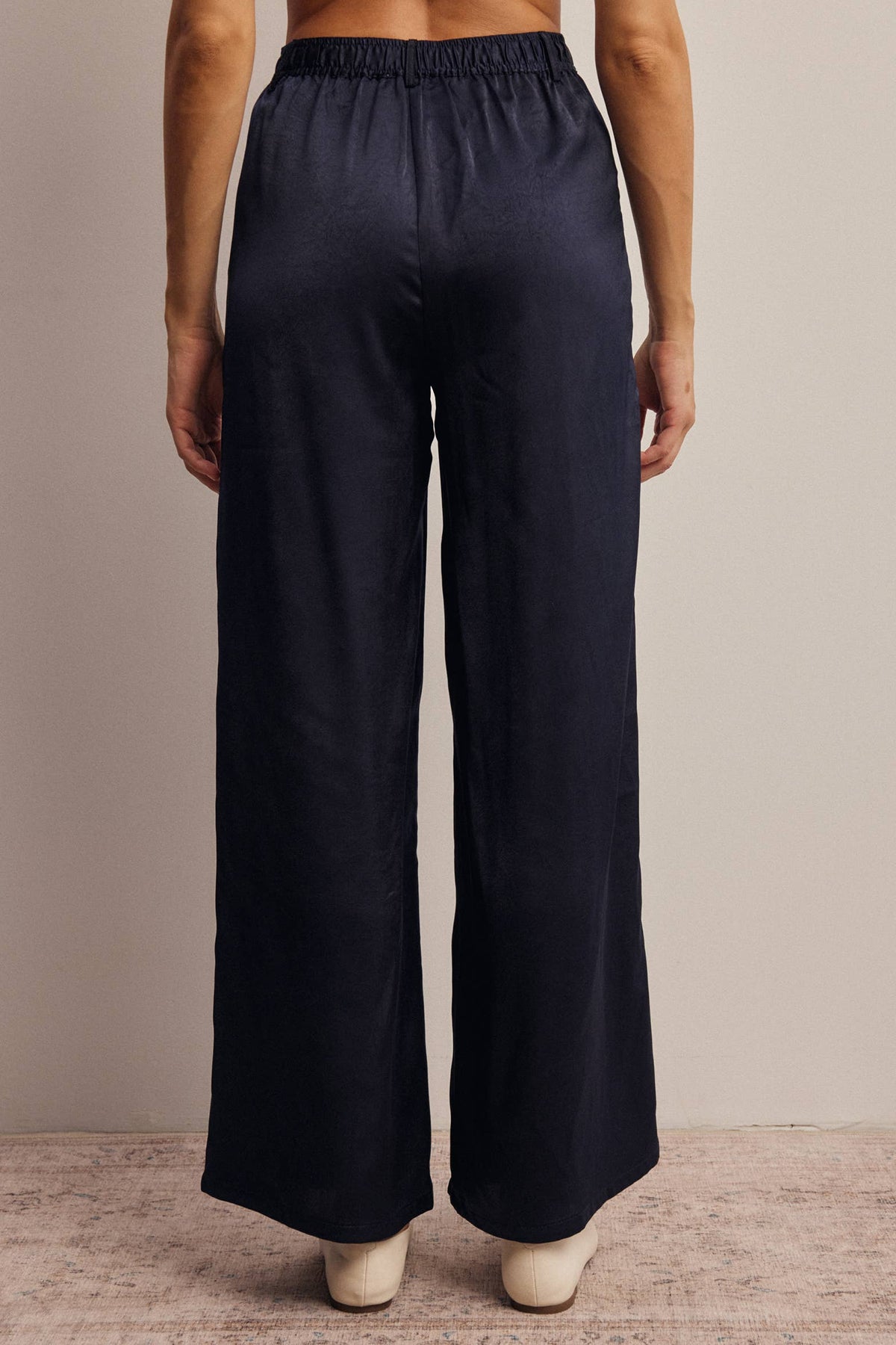 Satin Wide Leg Pleated Pants