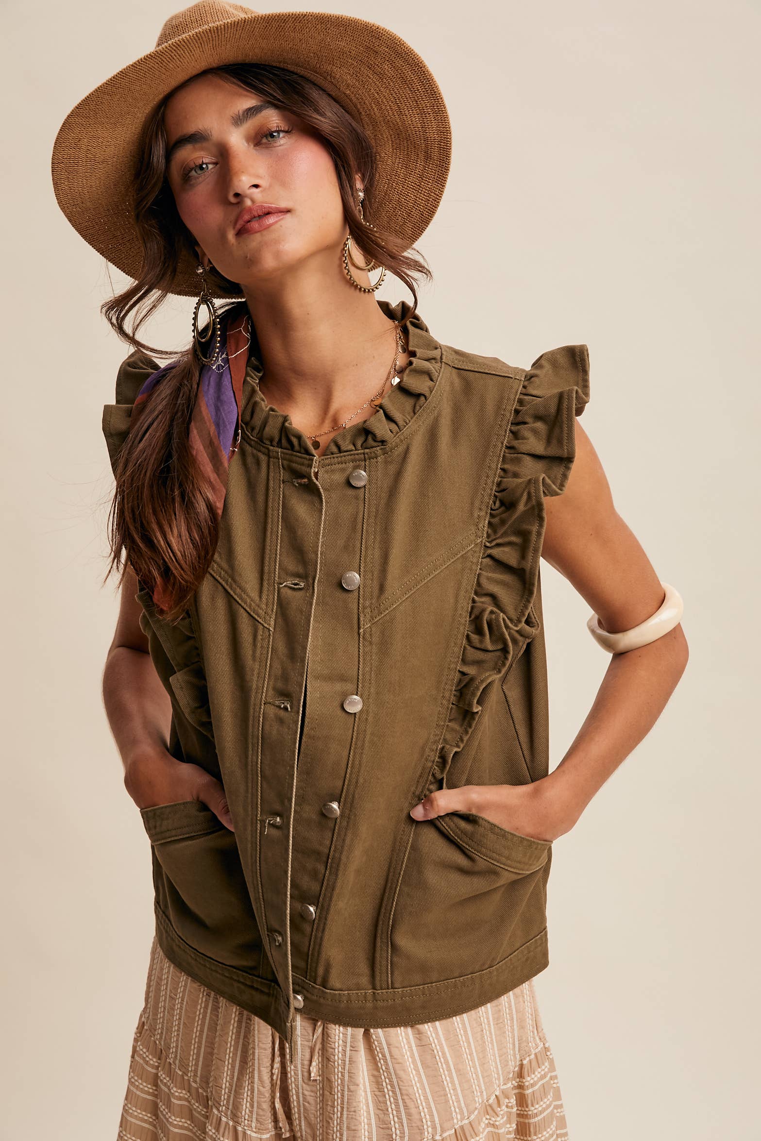 Ruffle Trim Vest