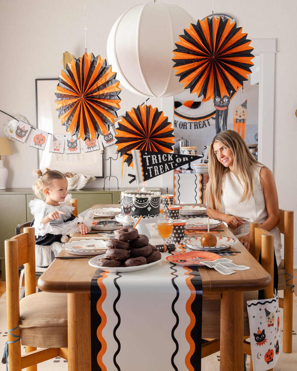 Orange and Black Large Tissue Fans