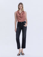 MID RISE BLACK ANKLE STRAIGHT JEANS