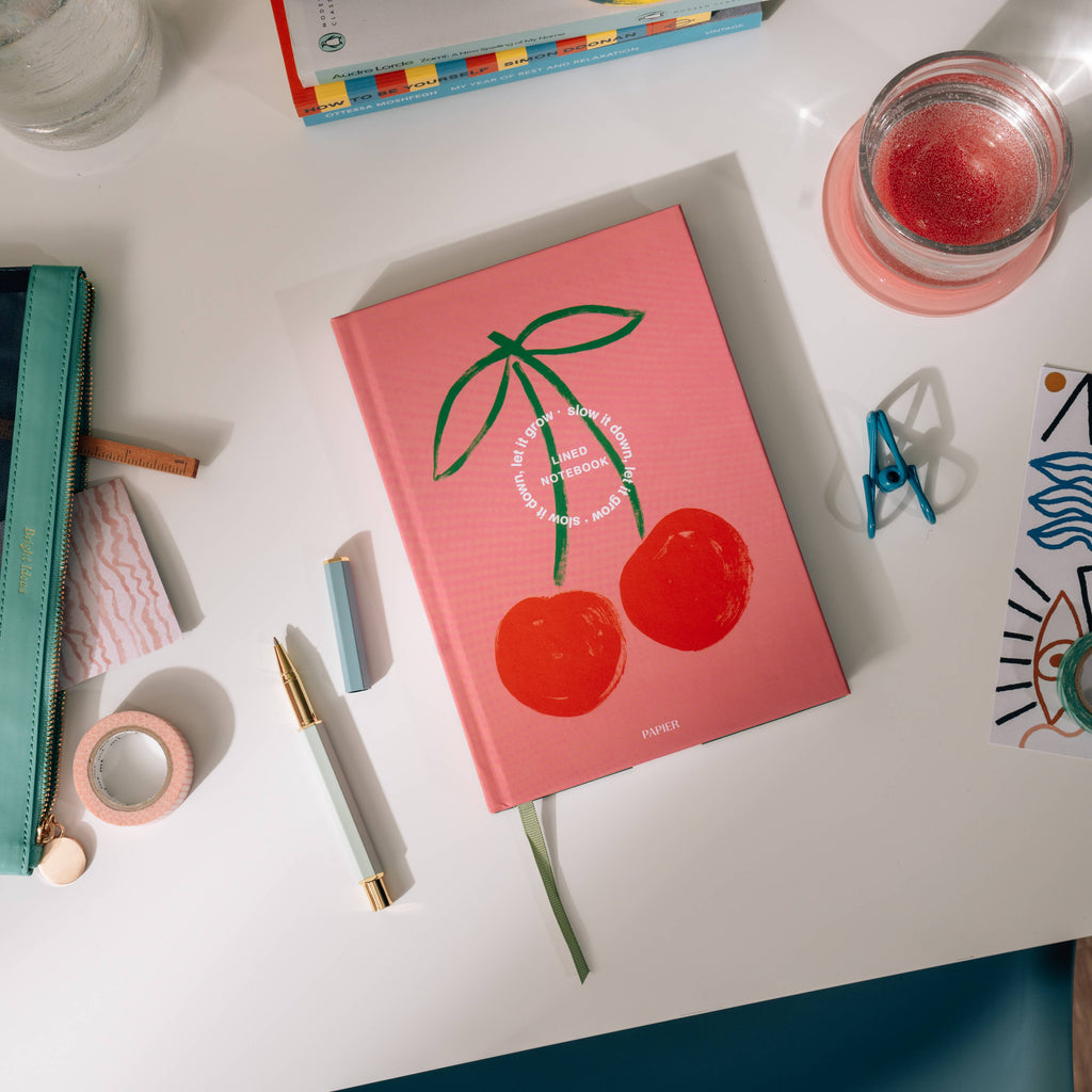 Lined Hardcover Notebook - Fresh Cherries
