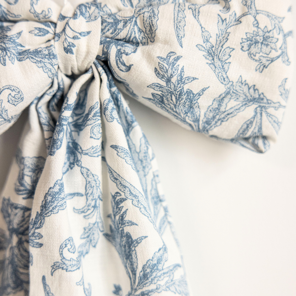 Bows Star Toile Baby Blue Fabric
