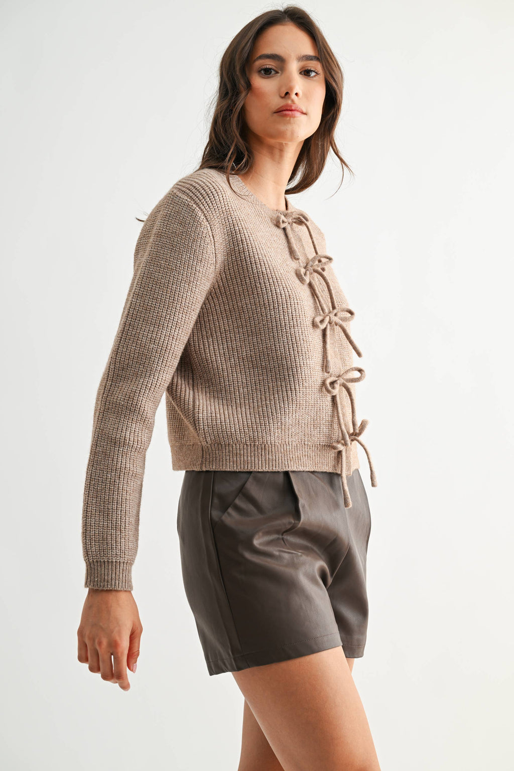 Bow Tie Front Knit Sweater