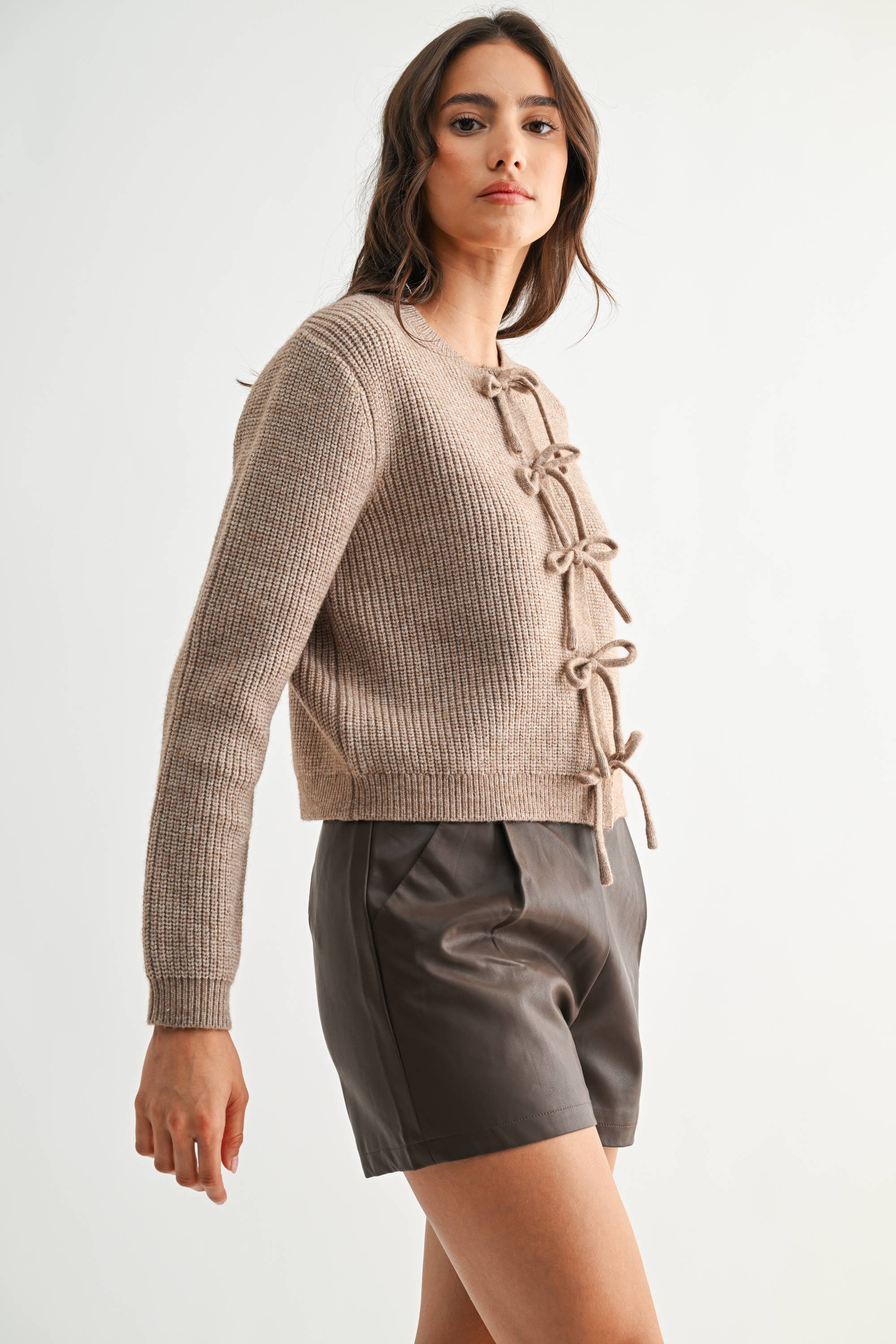 Bow Tie Front Knit Sweater