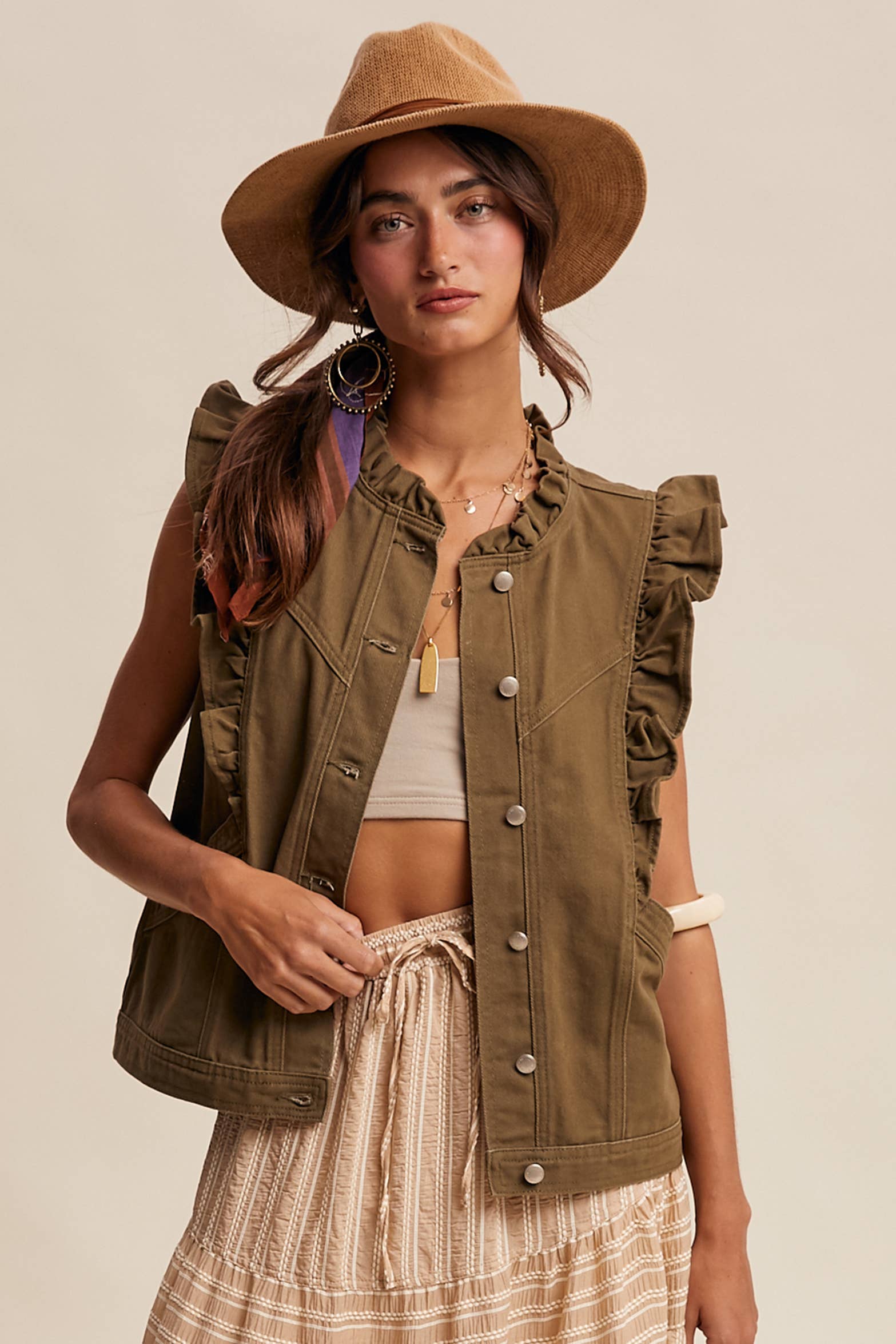 Ruffle Trim Vest