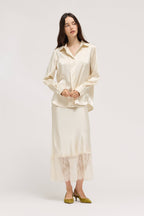 HIDDEN PLACKET SATIN SHIRT