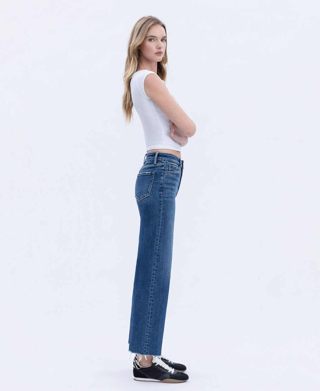 HIGH RISE TROUSER PRESS WIDE LEG JEANS