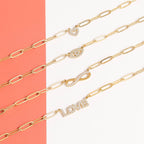 18K Gold Heart Paperclip Necklace