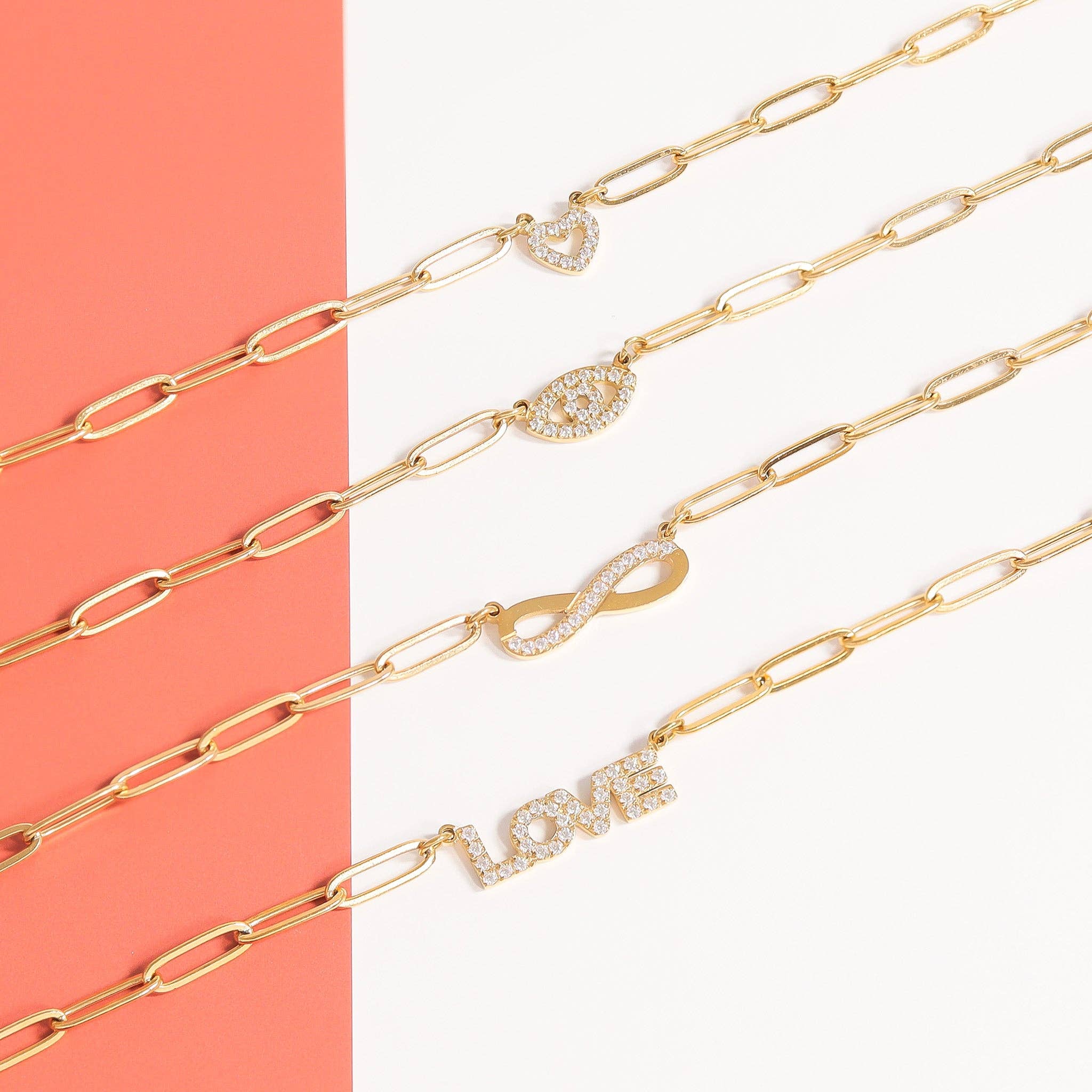 18K Gold Heart Paperclip Necklace