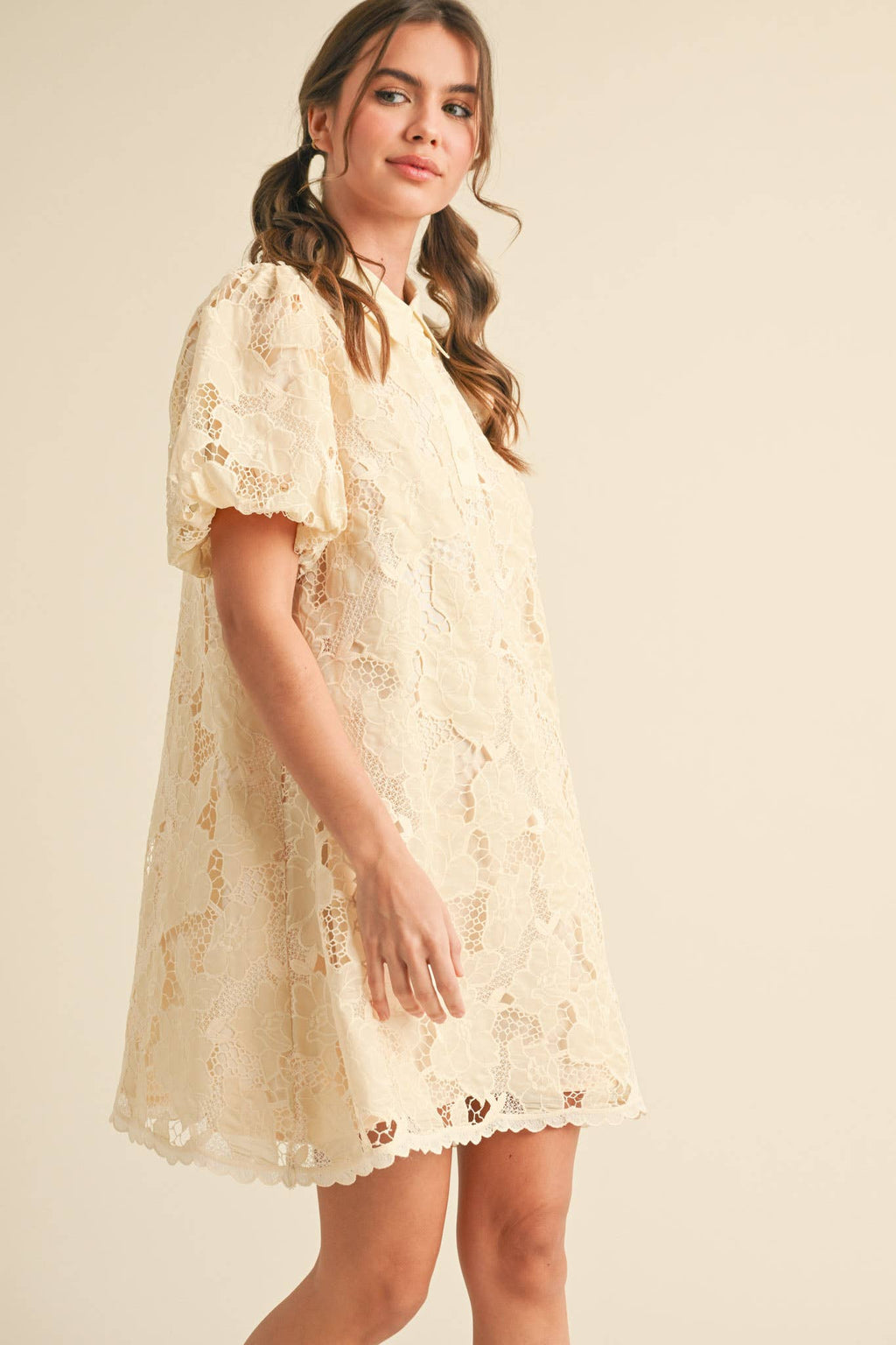 Bubble Sleeved Mini Dress