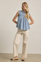 GINGHAM RUFFLE BLOUSE
