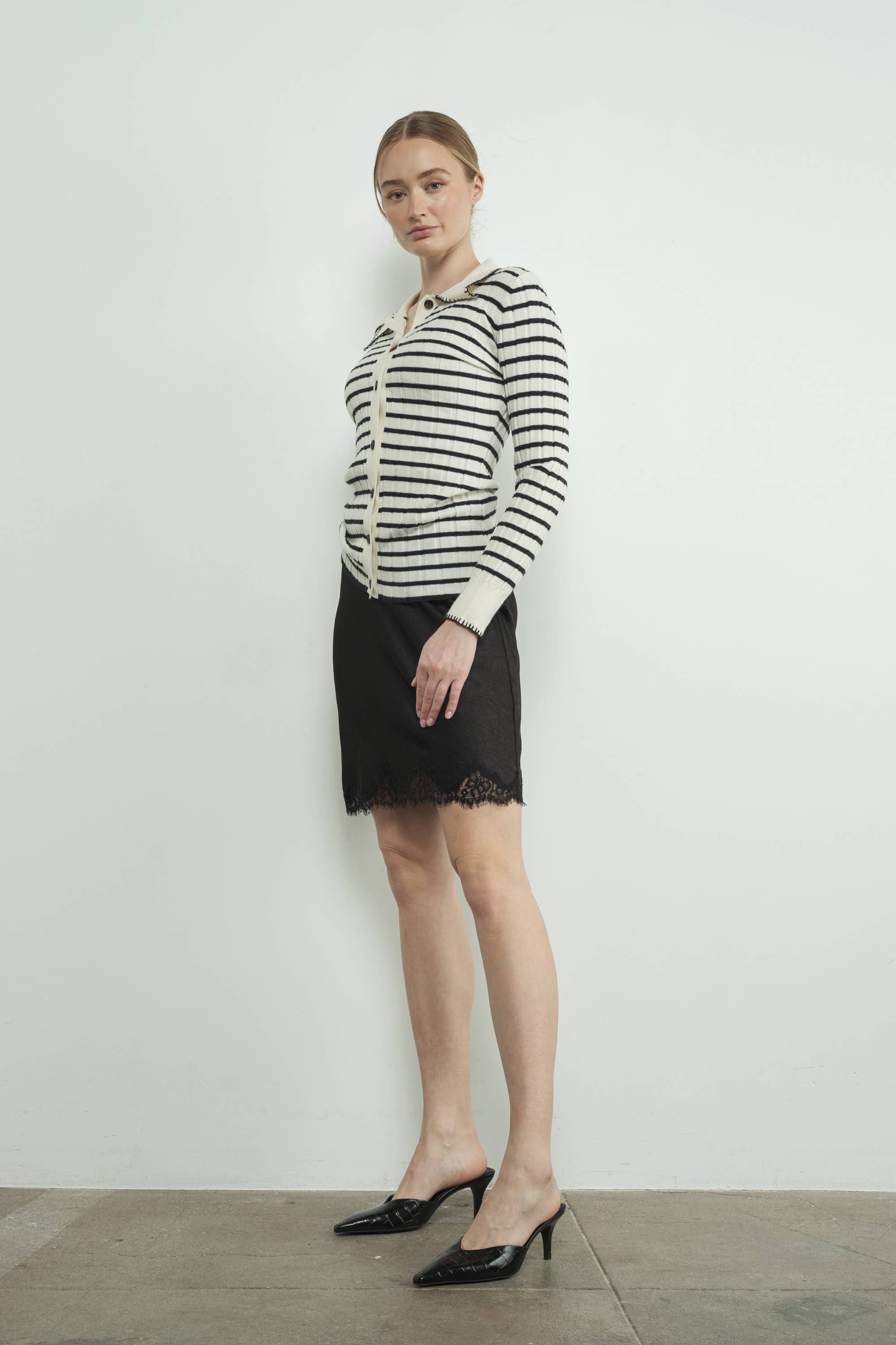 Stripe Collar Cardigan